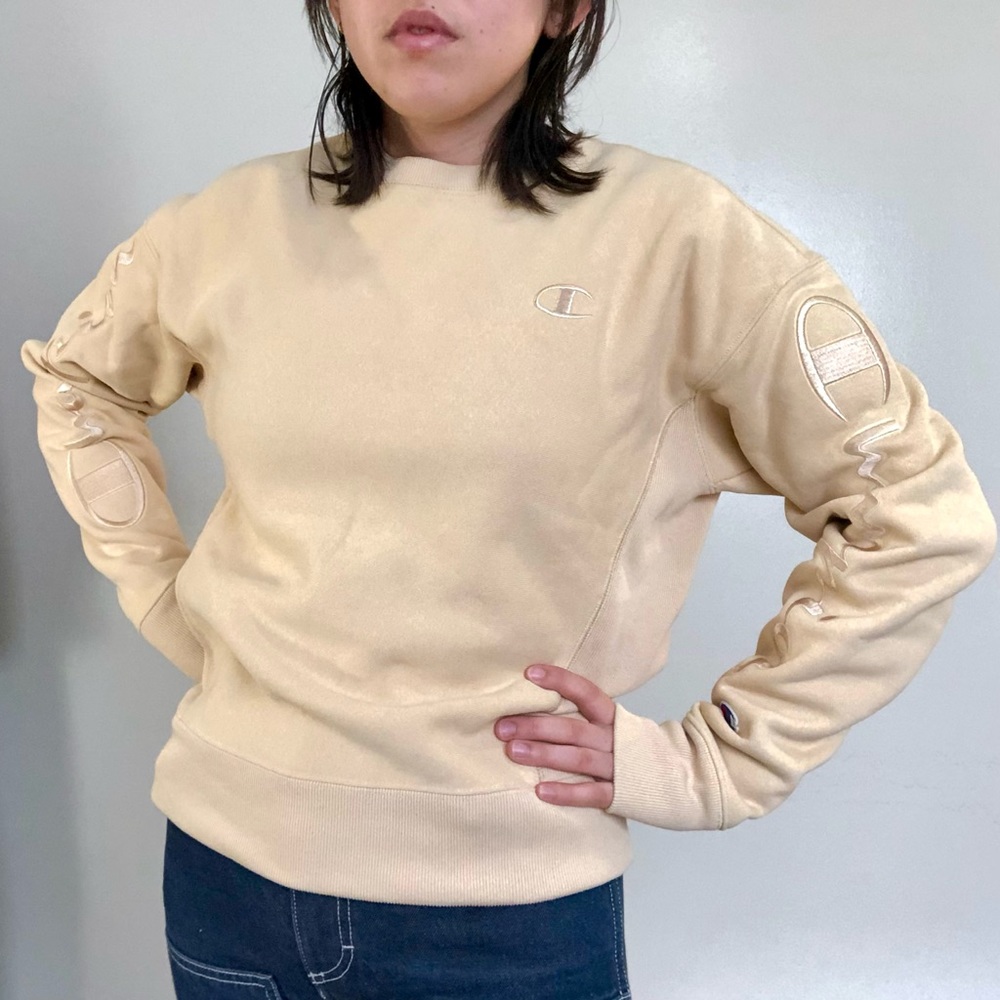 Champion Cream reverse weave Crewneck Sweater